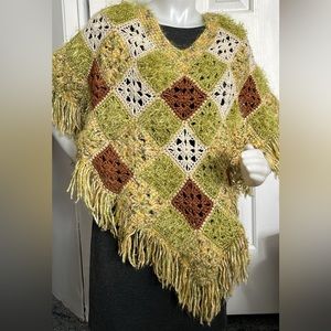 Brand new handmade poncho. Beautiful greens